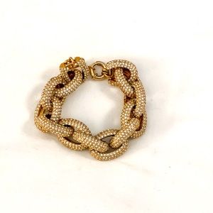 JCREW THICK GOLD PAVE LINK BRACELET